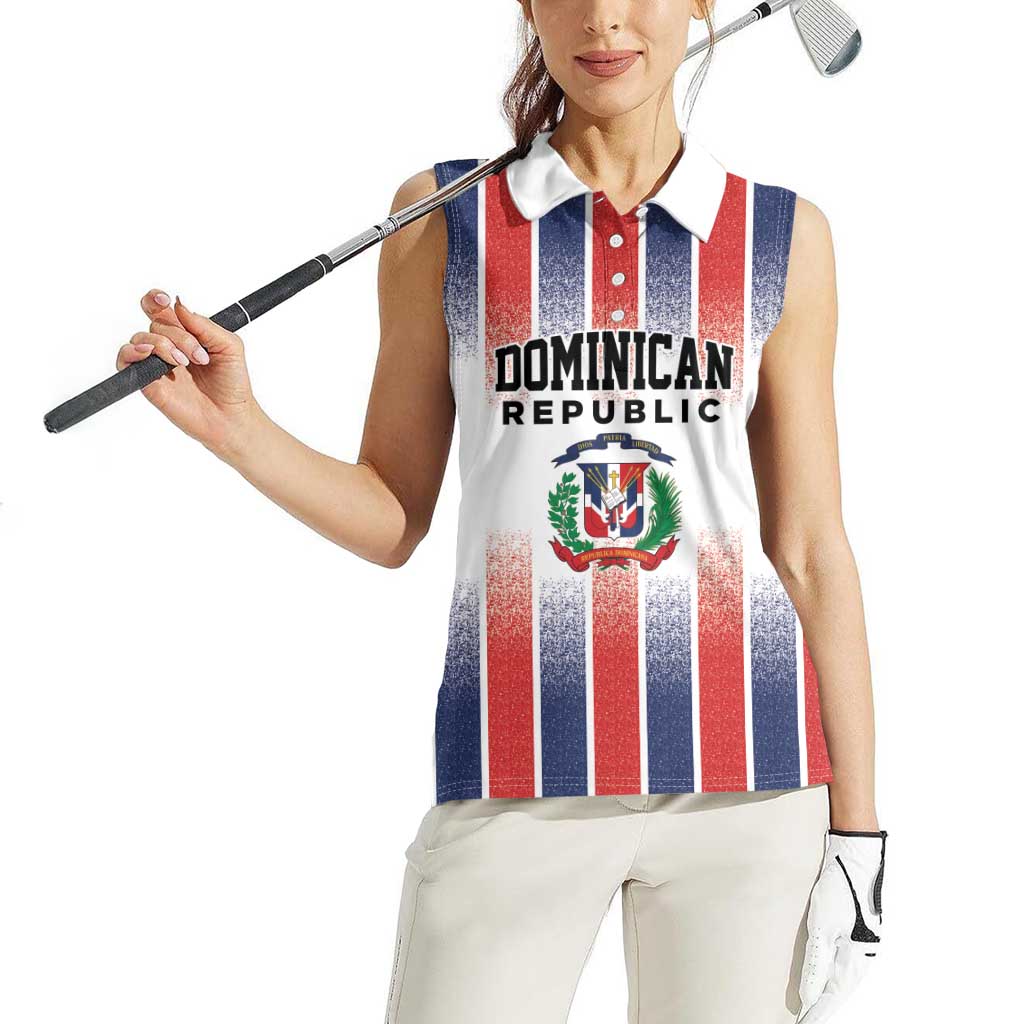 Personalized Dominican Republic Women Sleeveless Polo Shirt Stripe Stylized