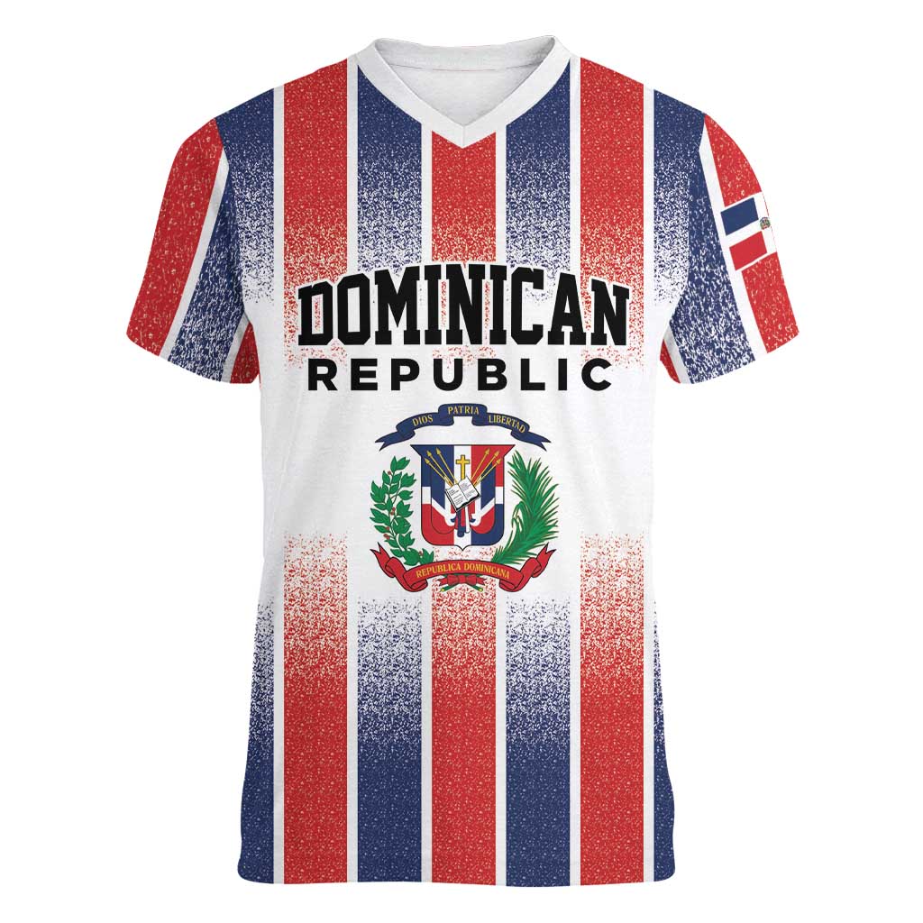 Personalized Dominican Republic Women V-Neck T-Shirt Stripe Stylized