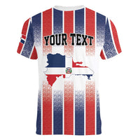 Personalized Dominican Republic Women V-Neck T-Shirt Stripe Stylized