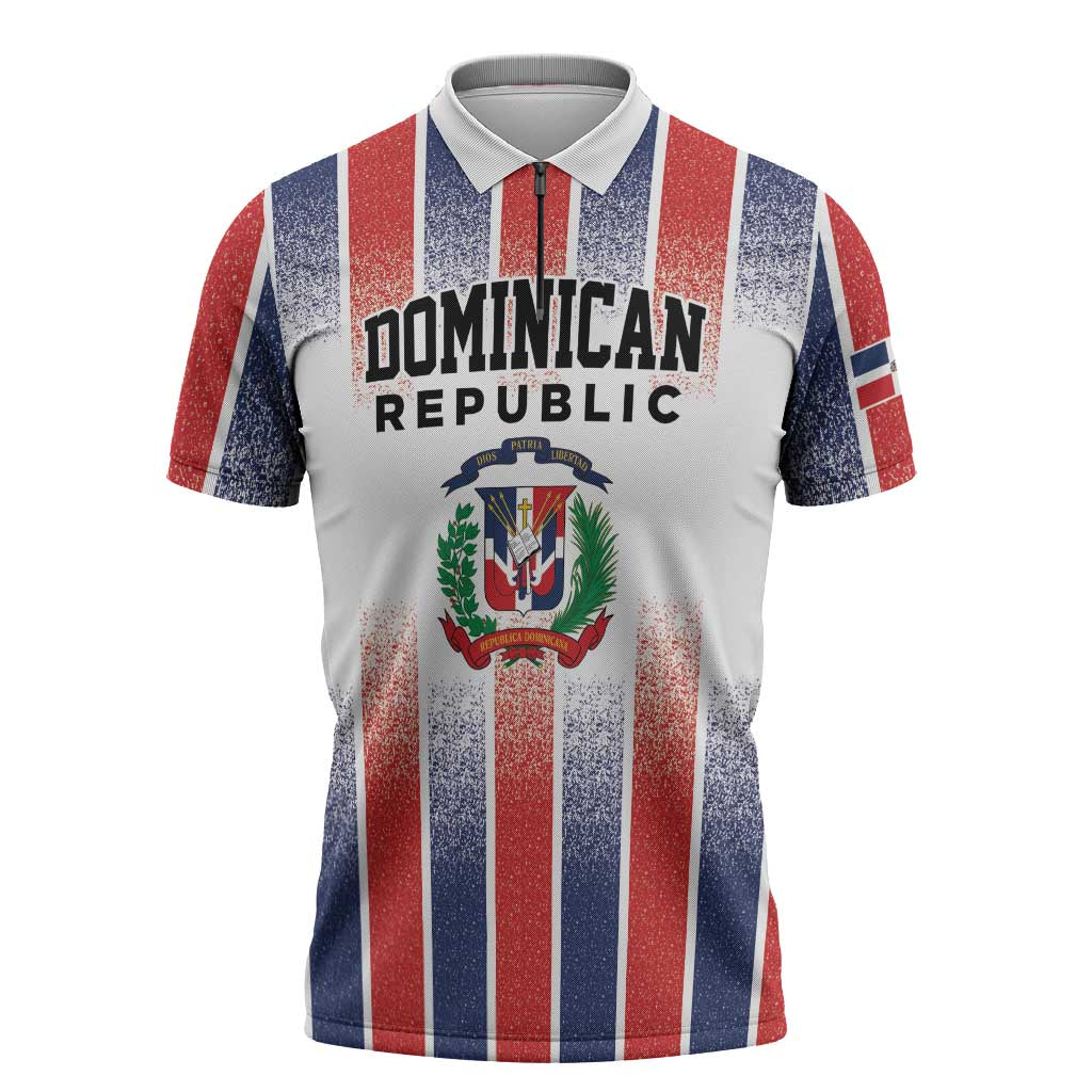 Personalized Dominican Republic Zipper Polo Shirt Stripe Stylized