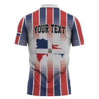 Personalized Dominican Republic Zipper Polo Shirt Stripe Stylized