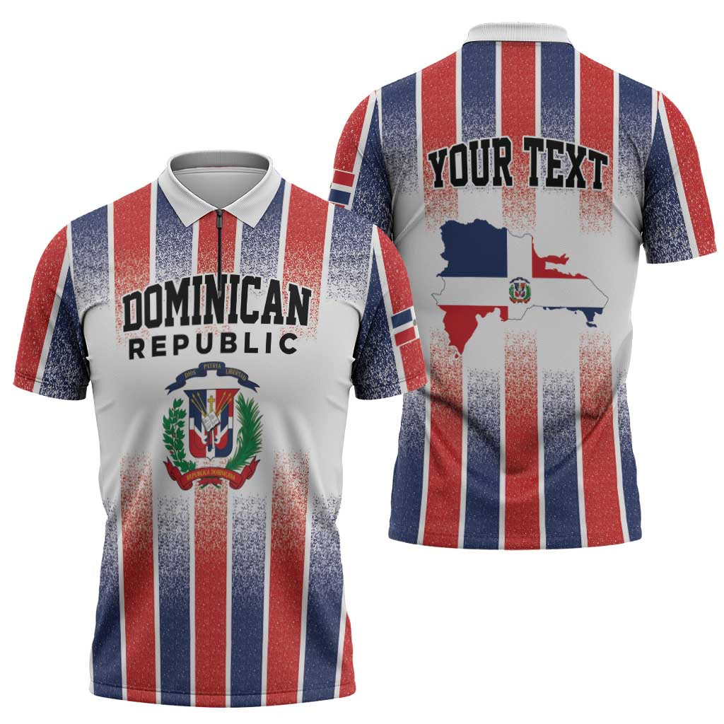 Personalized Dominican Republic Zipper Polo Shirt Stripe Stylized