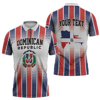 Personalized Dominican Republic Zipper Polo Shirt Stripe Stylized
