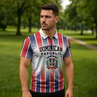 Personalized Dominican Republic Zipper Polo Shirt Stripe Stylized
