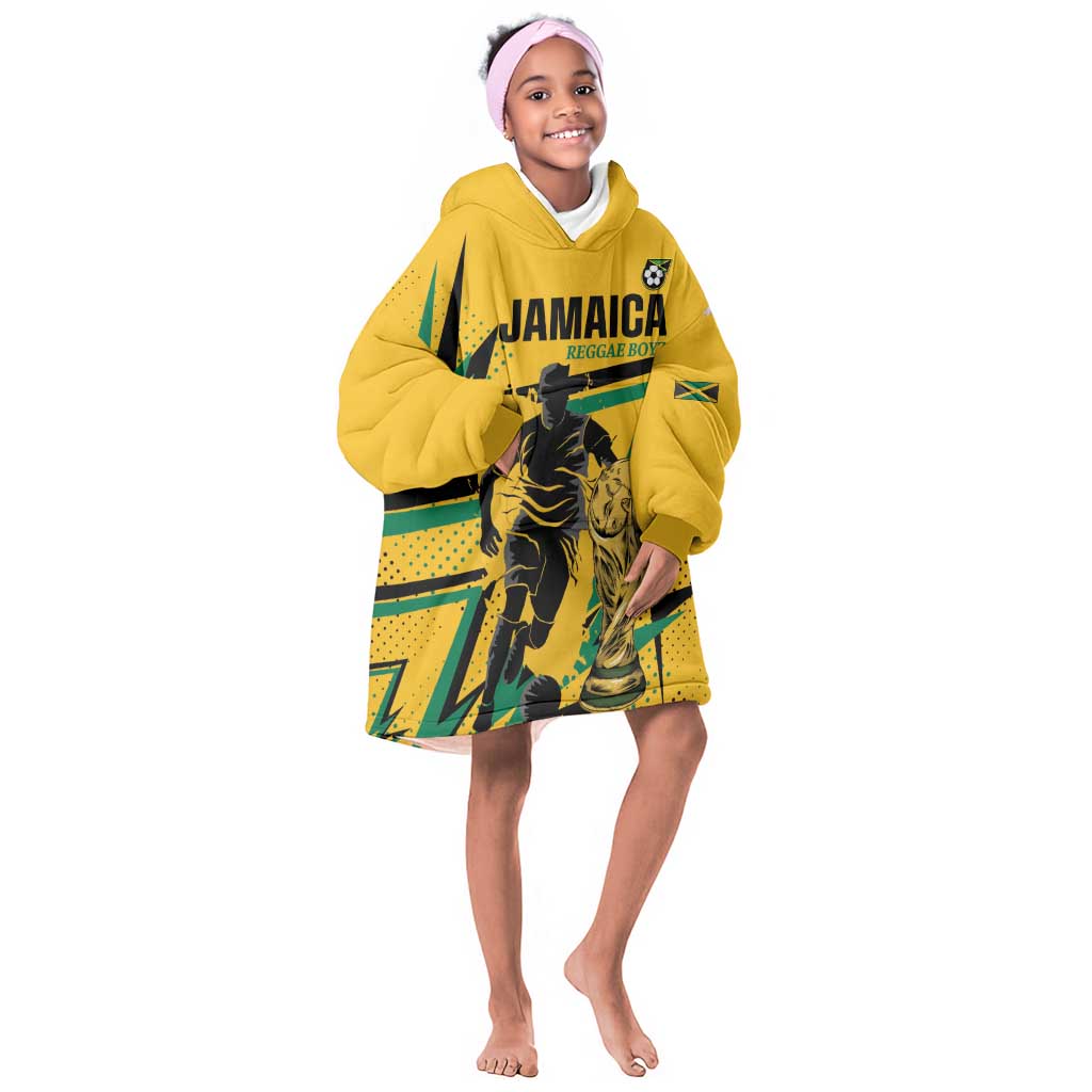 Custom Football 2026 Jamaica Kid Wearable Blanket Hoodie All A Wi One Team