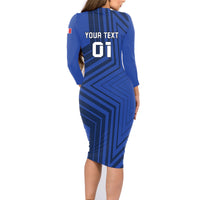 Custom France 2024 Football Family Matching Long Sleeve Bodycon Dress and Hawaiian Shirt Allez Les Bleus - Wonder Print Shop