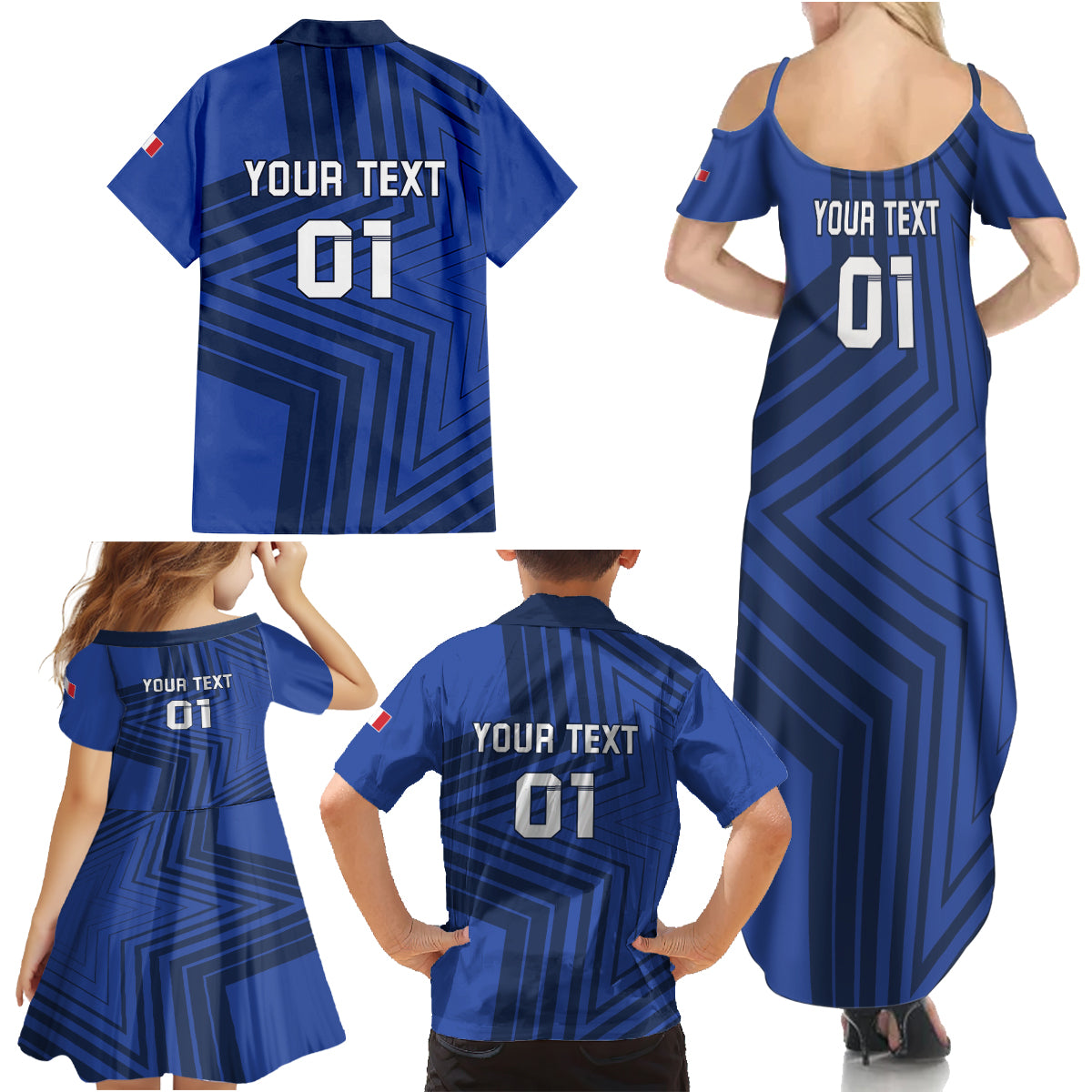 Custom France 2024 Football Family Matching Summer Maxi Dress and Hawaiian Shirt Allez Les Bleus - Wonder Print Shop