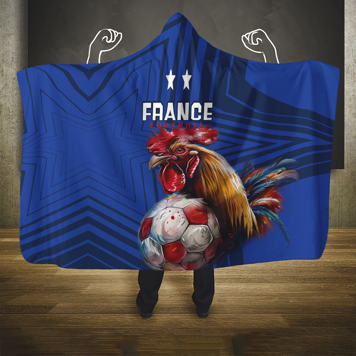 France 2024 Football Hooded Blanket Allez Les Bleus