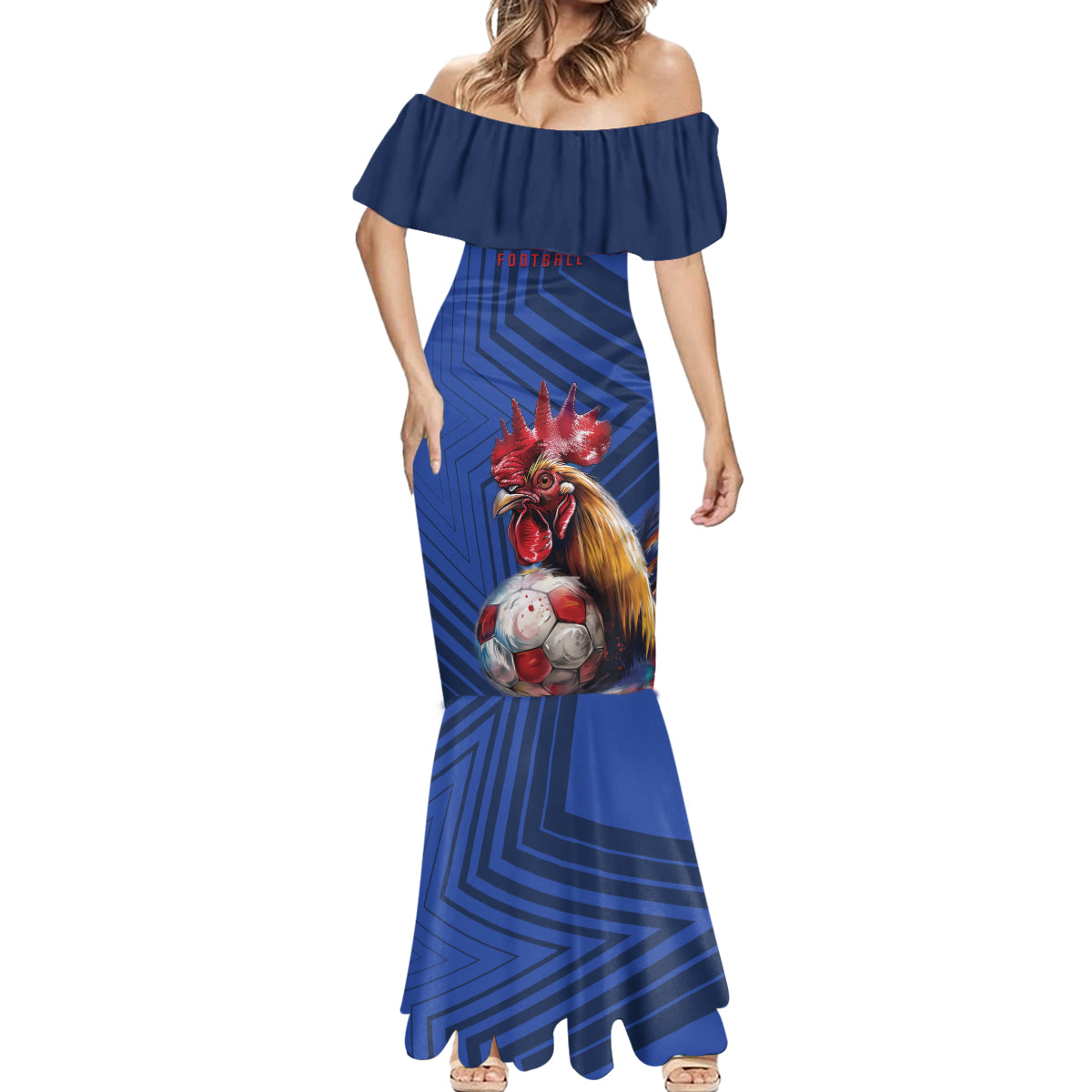 Custom France 2024 Football Mermaid Dress Allez Les Bleus - Wonder Print Shop