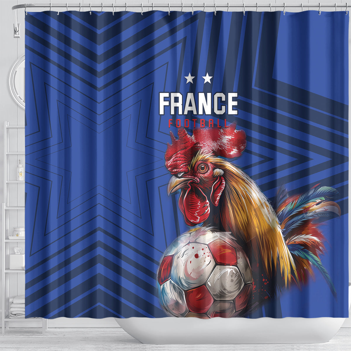 France 2024 Football Shower Curtain Allez Les Bleus