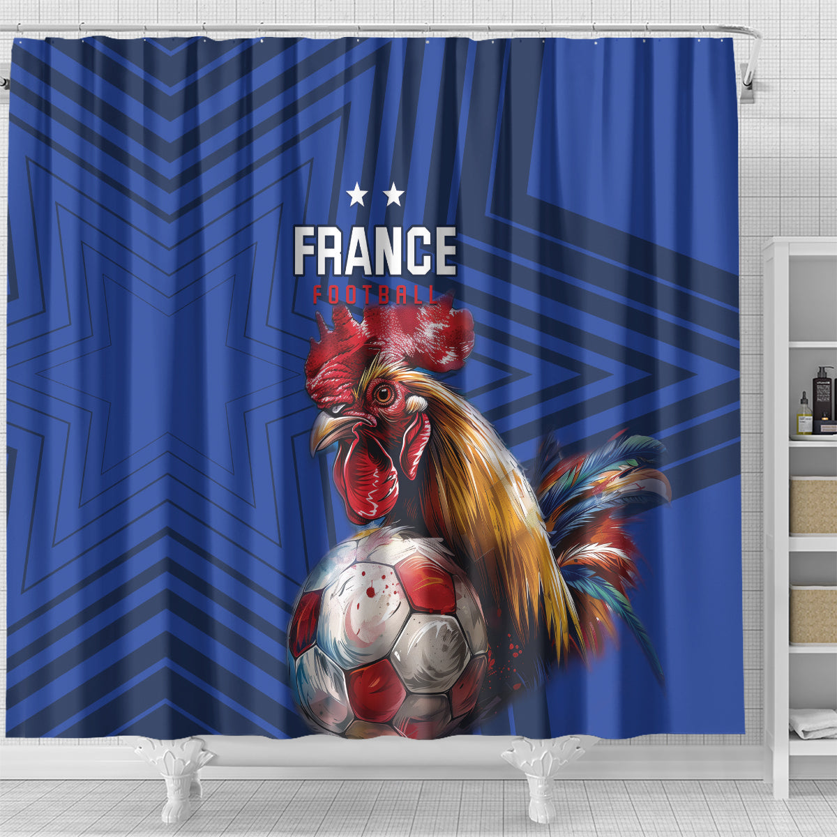 France 2024 Football Shower Curtain Allez Les Bleus
