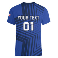 Custom France 2024 Football Women V-Neck T-Shirt Allez Les Bleus - Wonder Print Shop