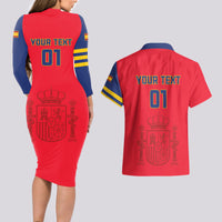 Custom Spain 2024 Football Couples Matching Long Sleeve Bodycon Dress and Hawaiian Shirt La Roja Go Champions - Wonder Print Shop