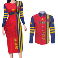 Custom Spain 2024 Football Couples Matching Long Sleeve Bodycon Dress and Long Sleeve Button Shirt La Roja Go Champions - Wonder Print Shop