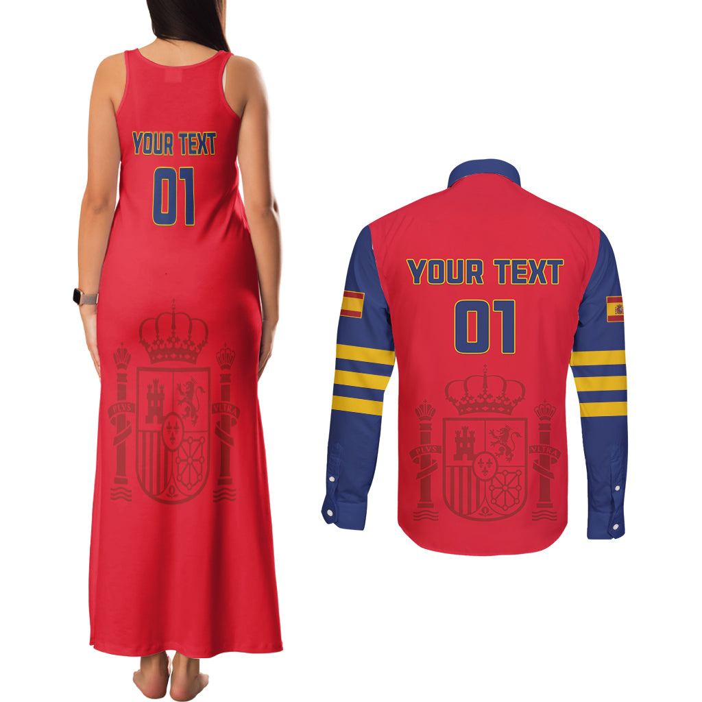 Custom Spain 2024 Football Couples Matching Tank Maxi Dress and Long Sleeve Button Shirt La Roja Go Champions - Wonder Print Shop
