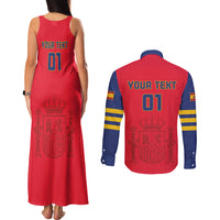 Custom Spain 2024 Football Couples Matching Tank Maxi Dress and Long Sleeve Button Shirt La Roja Go Champions - Wonder Print Shop