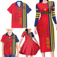 Custom Spain 2024 Football Family Matching Long Sleeve Bodycon Dress and Hawaiian Shirt La Roja Go Champions - Wonder Print Shop