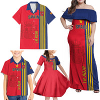 Custom Spain 2024 Football Family Matching Off Shoulder Maxi Dress and Hawaiian Shirt La Roja Go Champions - Wonder Print Shop