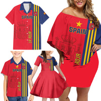 Custom Spain 2024 Football Family Matching Off Shoulder Short Dress and Hawaiian Shirt La Roja Go Champions - Wonder Print Shop