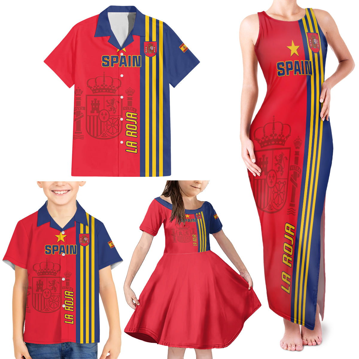 Custom Spain 2024 Football Family Matching Tank Maxi Dress and Hawaiian Shirt La Roja Go Champions - Wonder Print Shop
