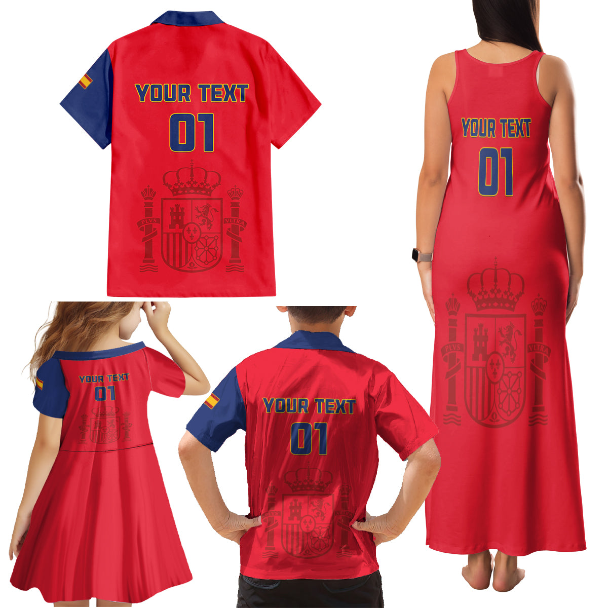 Custom Spain 2024 Football Family Matching Tank Maxi Dress and Hawaiian Shirt La Roja Go Champions - Wonder Print Shop