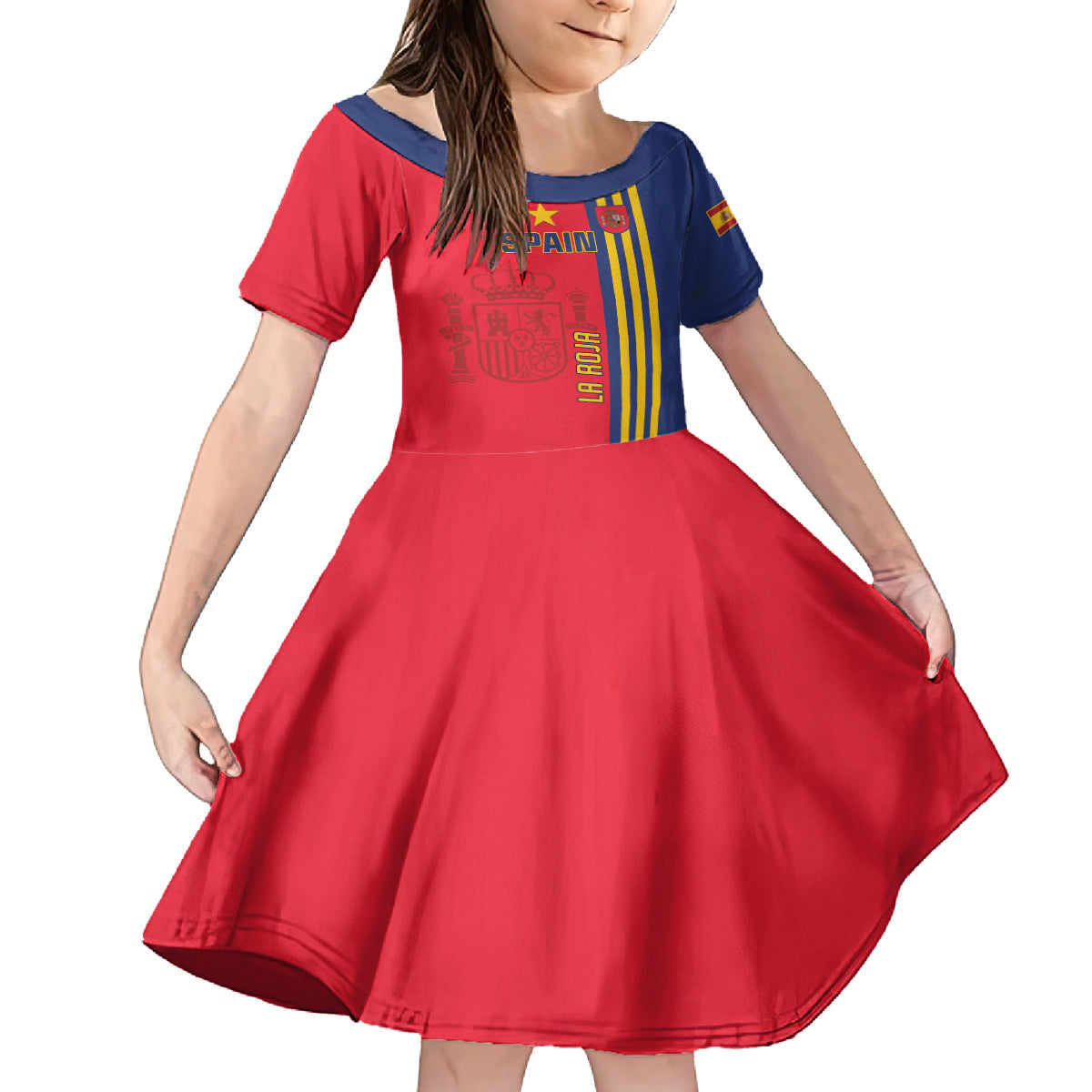 Custom Spain 2024 Football Kid Short Sleeve Dress La Roja Go Champions - Wonder Print Shop
