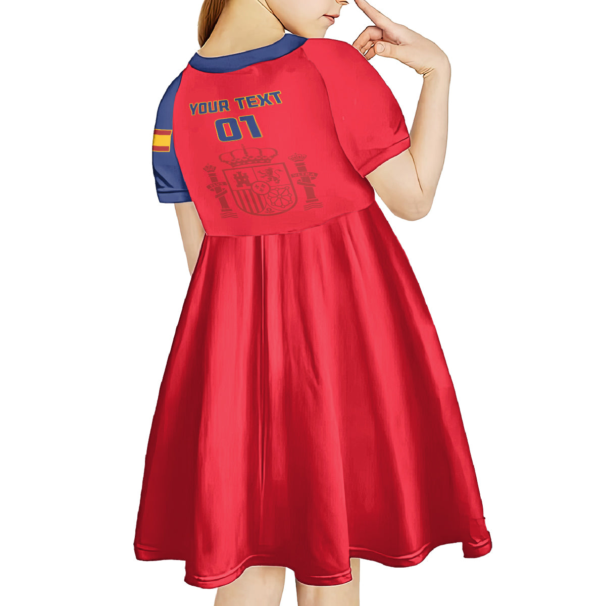 Custom Spain 2024 Football Kid Short Sleeve Dress La Roja Go Champions - Wonder Print Shop