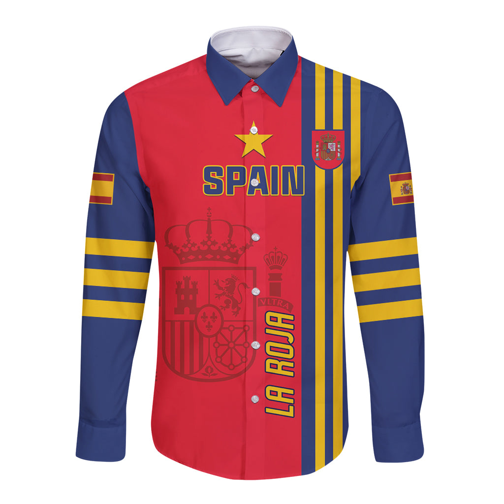 Custom Spain 2024 Football Long Sleeve Button Shirt La Roja Go Champions - Wonder Print Shop
