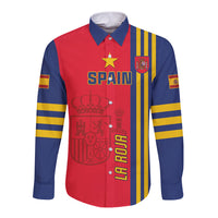 Custom Spain 2024 Football Long Sleeve Button Shirt La Roja Go Champions - Wonder Print Shop