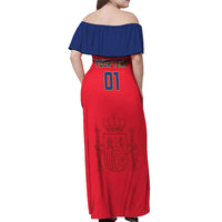 Custom Spain 2024 Football Off Shoulder Maxi Dress La Roja Go Champions - Wonder Print Shop