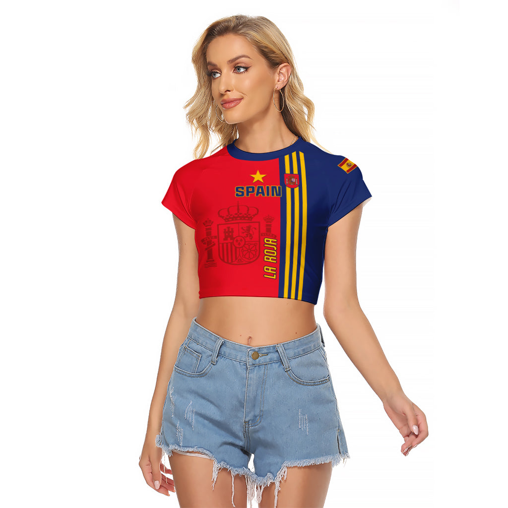 Custom Spain 2024 Football Raglan Cropped T Shirt La Roja Go Champions