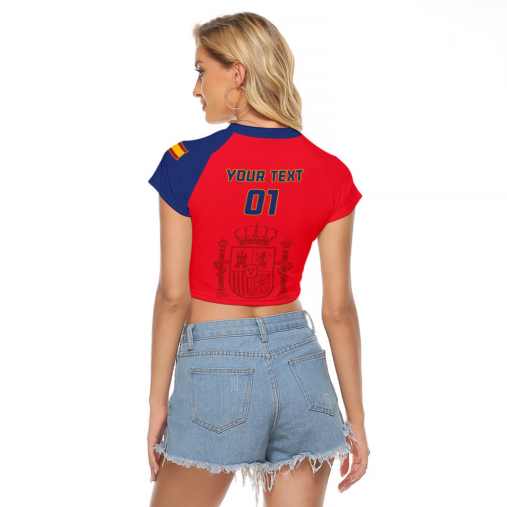 Custom Spain 2024 Football Raglan Cropped T Shirt La Roja Go Champions - Wonder Print Shop