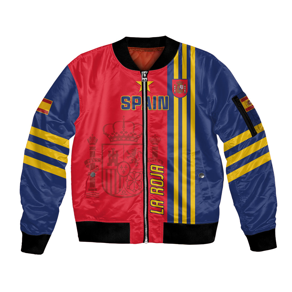 Custom Spain 2024 Football Sleeve Zip Bomber Jacket La Roja Go Champions - Wonder Print Shop