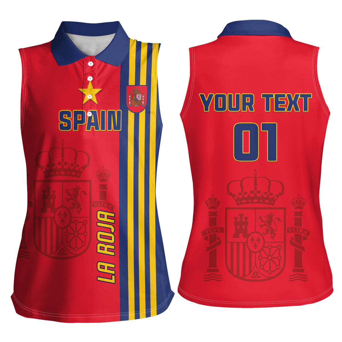 Custom Spain 2024 Football Women Sleeveless Polo Shirt La Roja Go Champions - Wonder Print Shop