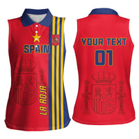 Custom Spain 2024 Football Women Sleeveless Polo Shirt La Roja Go Champions - Wonder Print Shop