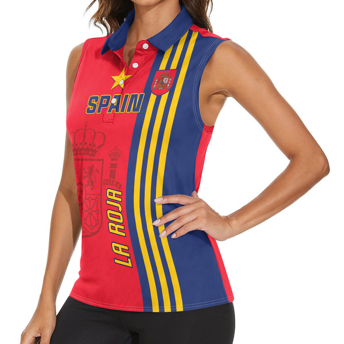 Custom Spain 2024 Football Women Sleeveless Polo Shirt La Roja Go Champions - Wonder Print Shop