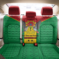 Sao Tome and Principe Independence Day Back Car Seat Cover Coat Of Arms Mix African Pattern - Wonder Print Shop
