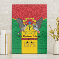 Sao Tome and Principe Independence Day Canvas Wall Art Coat Of Arms Mix African Pattern - Wonder Print Shop