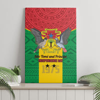 Sao Tome and Principe Independence Day Canvas Wall Art Coat Of Arms Mix African Pattern - Wonder Print Shop
