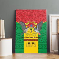 Sao Tome and Principe Independence Day Canvas Wall Art Coat Of Arms Mix African Pattern - Wonder Print Shop