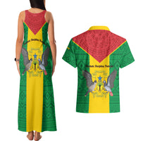 Sao Tome and Principe Independence Day Couples Matching Tank Maxi Dress and Hawaiian Shirt Coat Of Arms Mix African Pattern - Wonder Print Shop
