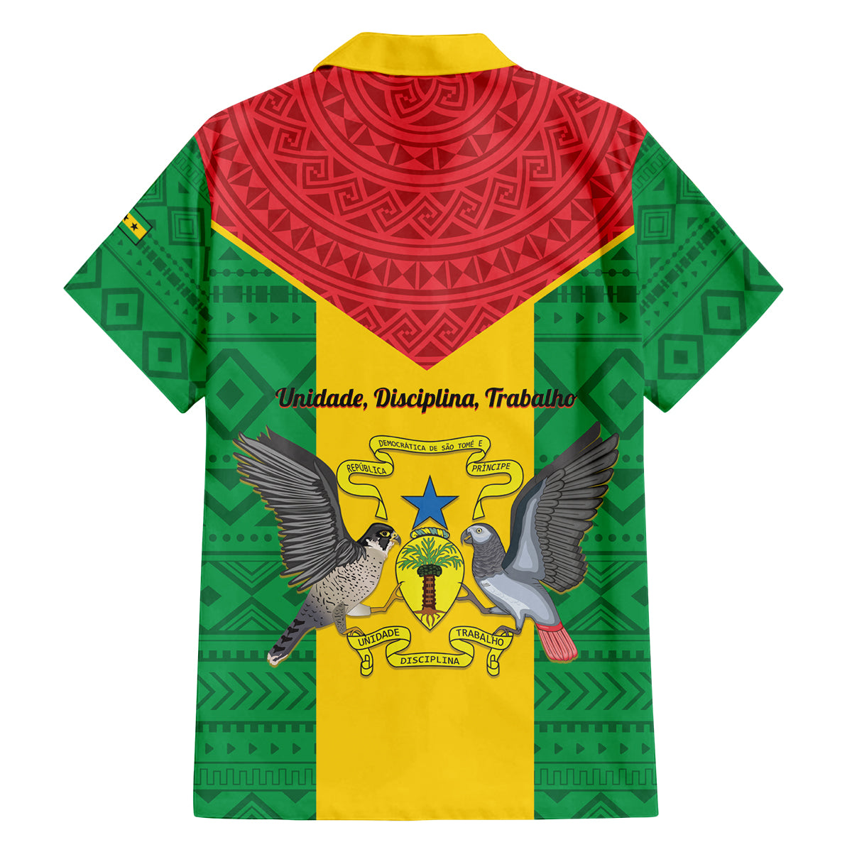 Sao Tome and Principe Independence Day Family Matching Long Sleeve Bodycon Dress and Hawaiian Shirt Coat Of Arms Mix African Pattern - Wonder Print Shop