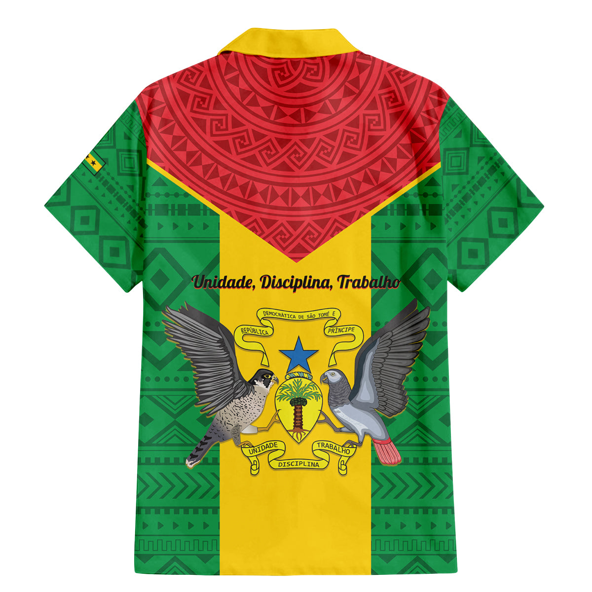 Sao Tome and Principe Independence Day Family Matching Mermaid Dress and Hawaiian Shirt Coat Of Arms Mix African Pattern - Wonder Print Shop
