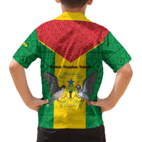 Sao Tome and Principe Independence Day Family Matching Off Shoulder Short Dress and Hawaiian Shirt Coat Of Arms Mix African Pattern - Wonder Print Shop