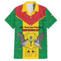 Sao Tome and Principe Independence Day Family Matching Puletasi and Hawaiian Shirt Coat Of Arms Mix African Pattern - Wonder Print Shop