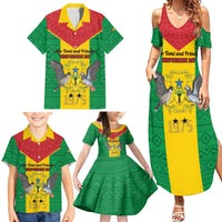 Sao Tome and Principe Independence Day Family Matching Summer Maxi Dress and Hawaiian Shirt Coat Of Arms Mix African Pattern - Wonder Print Shop