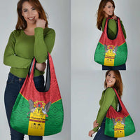 Sao Tome and Principe Independence Day Grocery Bag Coat Of Arms Mix African Pattern