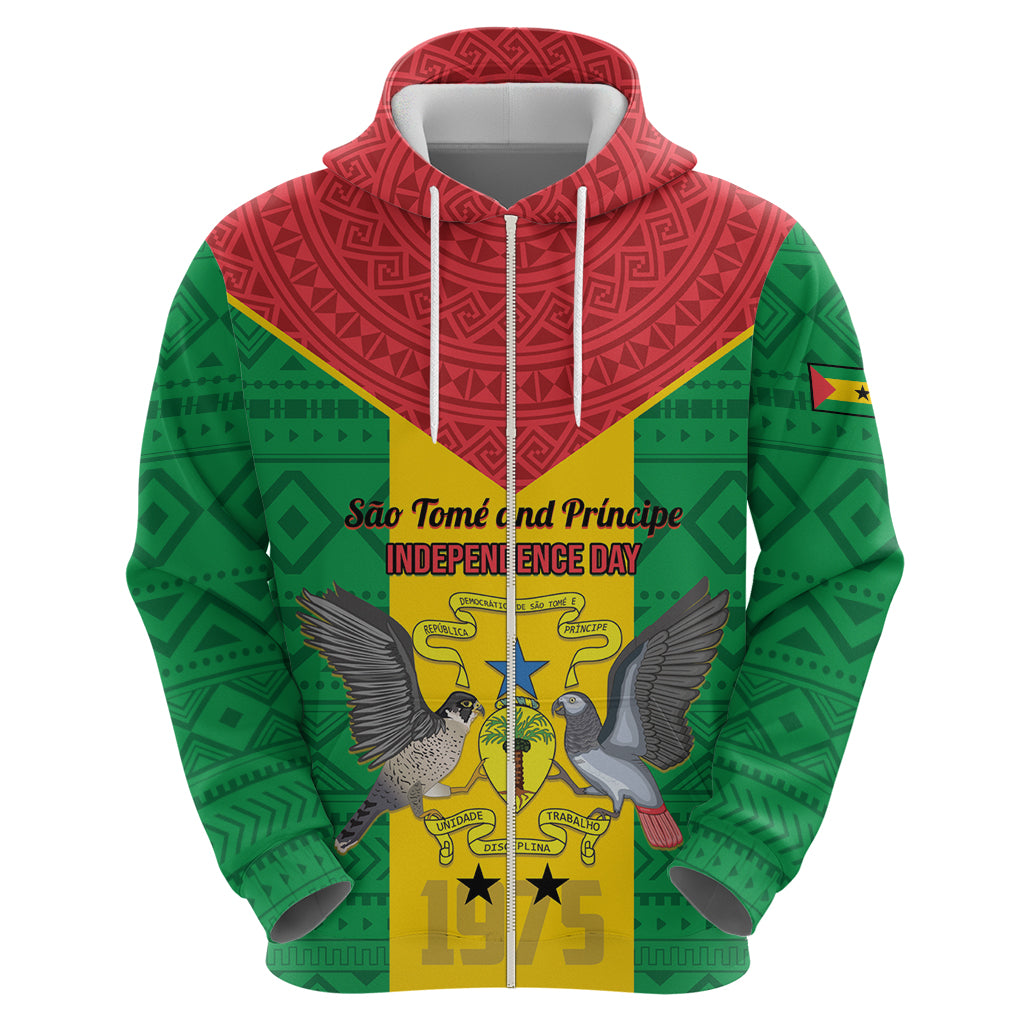 Sao Tome and Principe Independence Day Hoodie Coat Of Arms Mix African Pattern - Wonder Print Shop