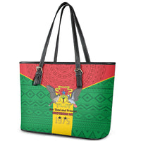 Sao Tome and Principe Independence Day Leather Tote Bag Coat Of Arms Mix African Pattern - Wonder Print Shop