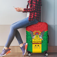 Sao Tome and Principe Independence Day Luggage Cover Coat Of Arms Mix African Pattern - Wonder Print Shop
